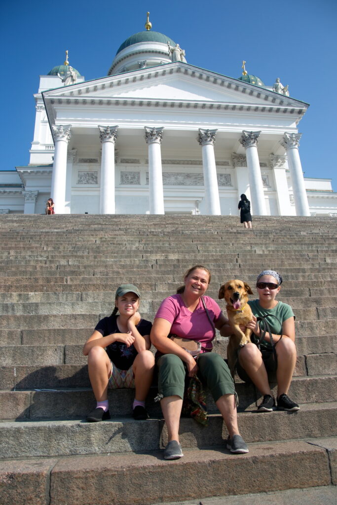 Family with dog in Helsinki